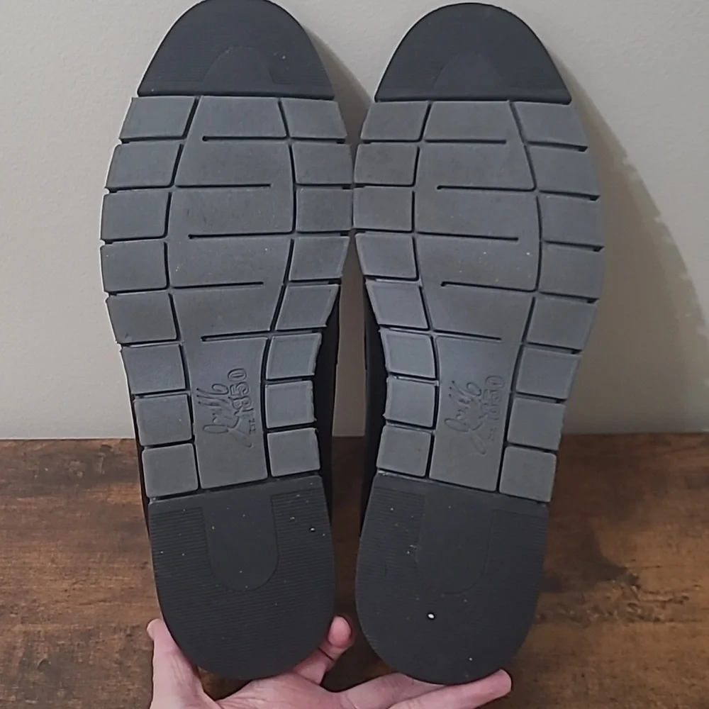 Johnston & Murphy Black Sheepskin Leather Slip-On Penny Loafers size 11.5